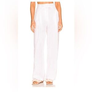 NWT AEXAE White Linen Wide Leg Trousers - Size L